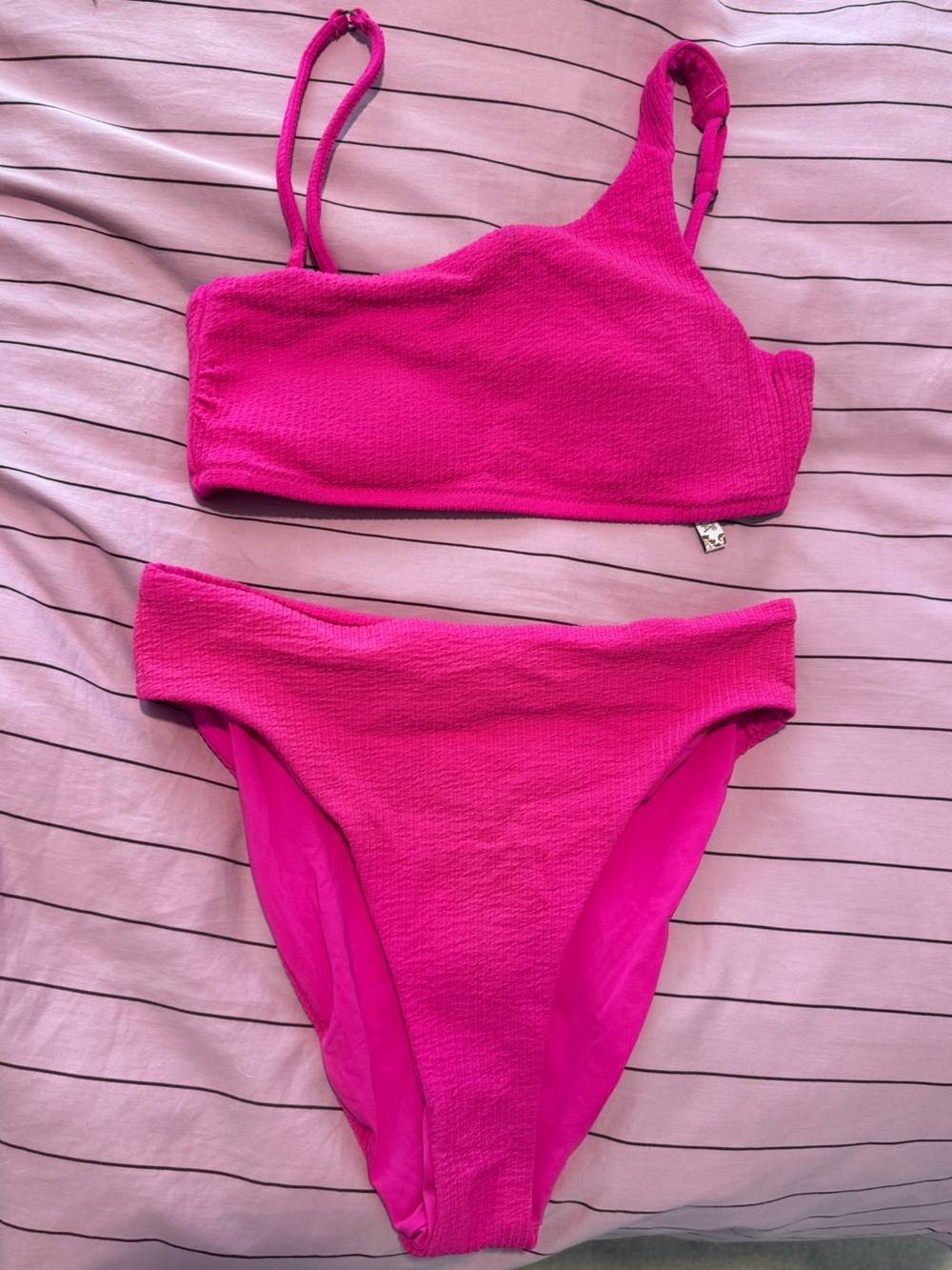 BECCA Bright Pink Textured Swimsuit